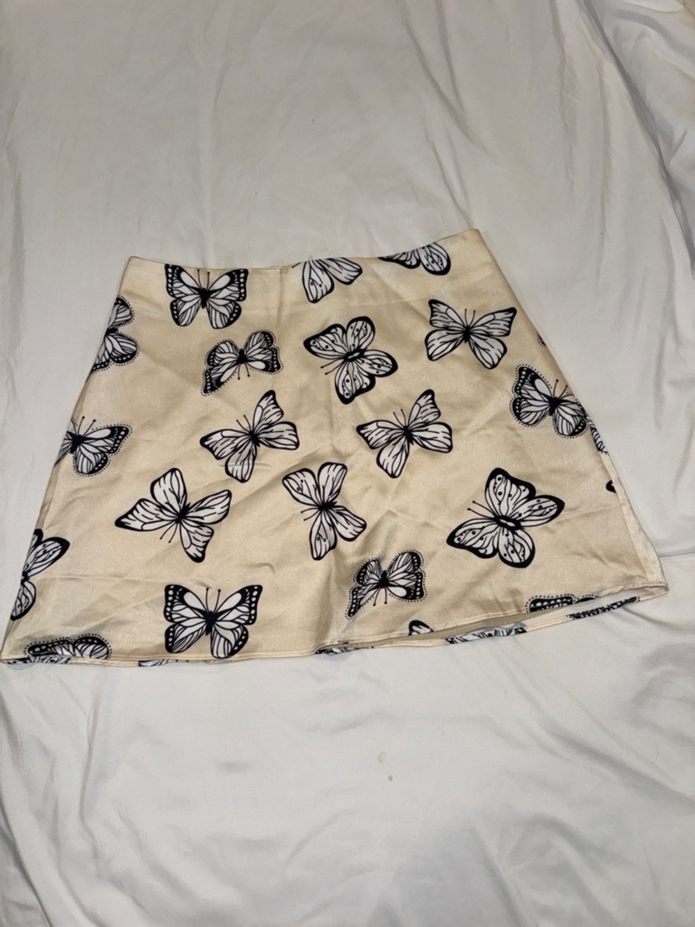 Butterfly Print Mini Skirt - Cream/Black